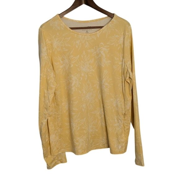 Hang Ten Other - Hang Ten Womens XL Yellow Floral Long Sleeve Top shirt UV Protection Zipper Pock